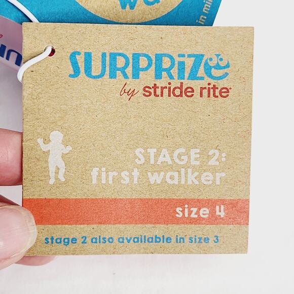 Surprize By Stride Rite Size 4 Pink Kids Sneakers Stage 2 first walker New W Tag - Picture 13 of 15